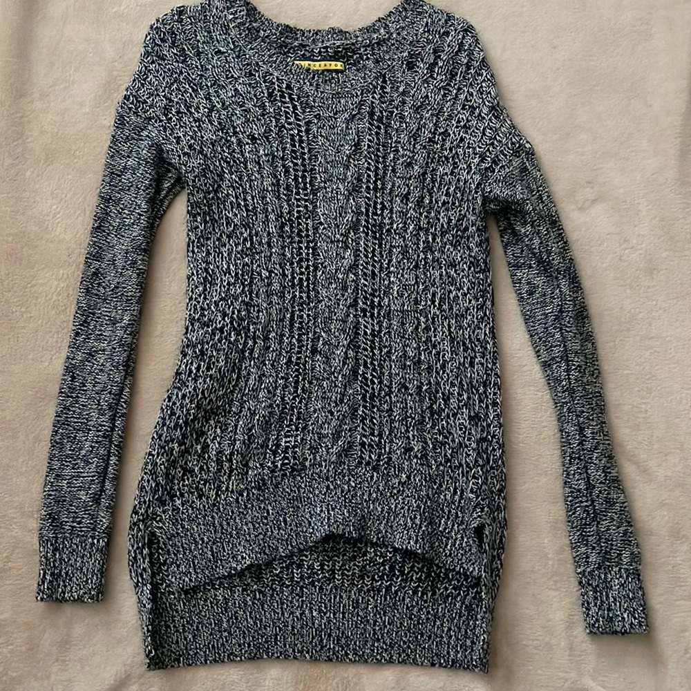 Black and white stretchy sweater.